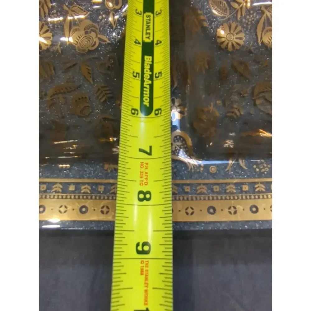Vintage Mid Century‎ Modern gold floral glass serving tray